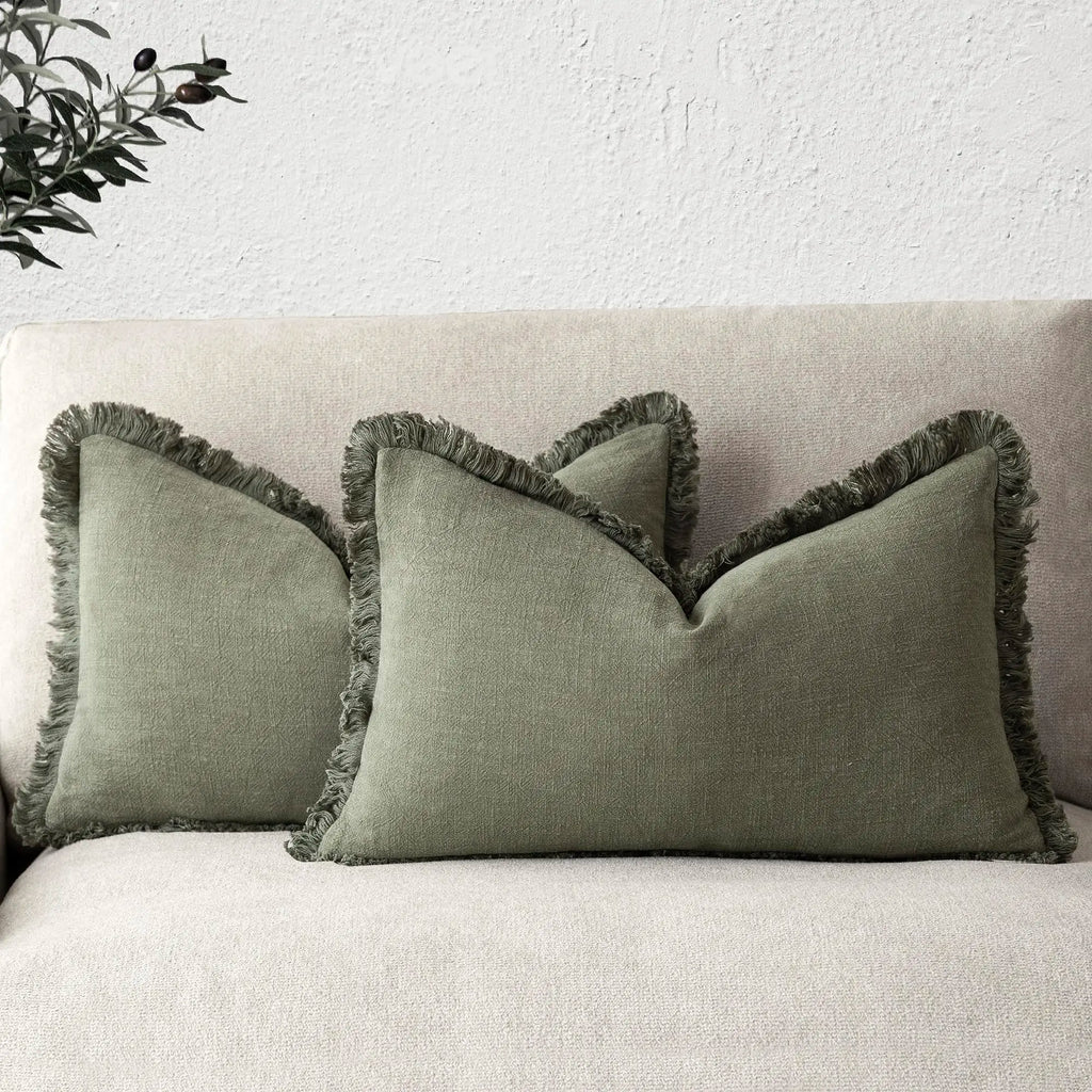 2-Piece Linen Farmhouse Cushion Covers