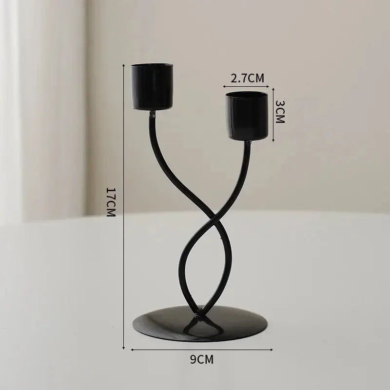 Minimalist Euro-style Gold & Black Candlestick Holders