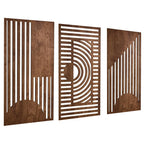 3-Piece Geometric Art Carved Wood Hanging Decor