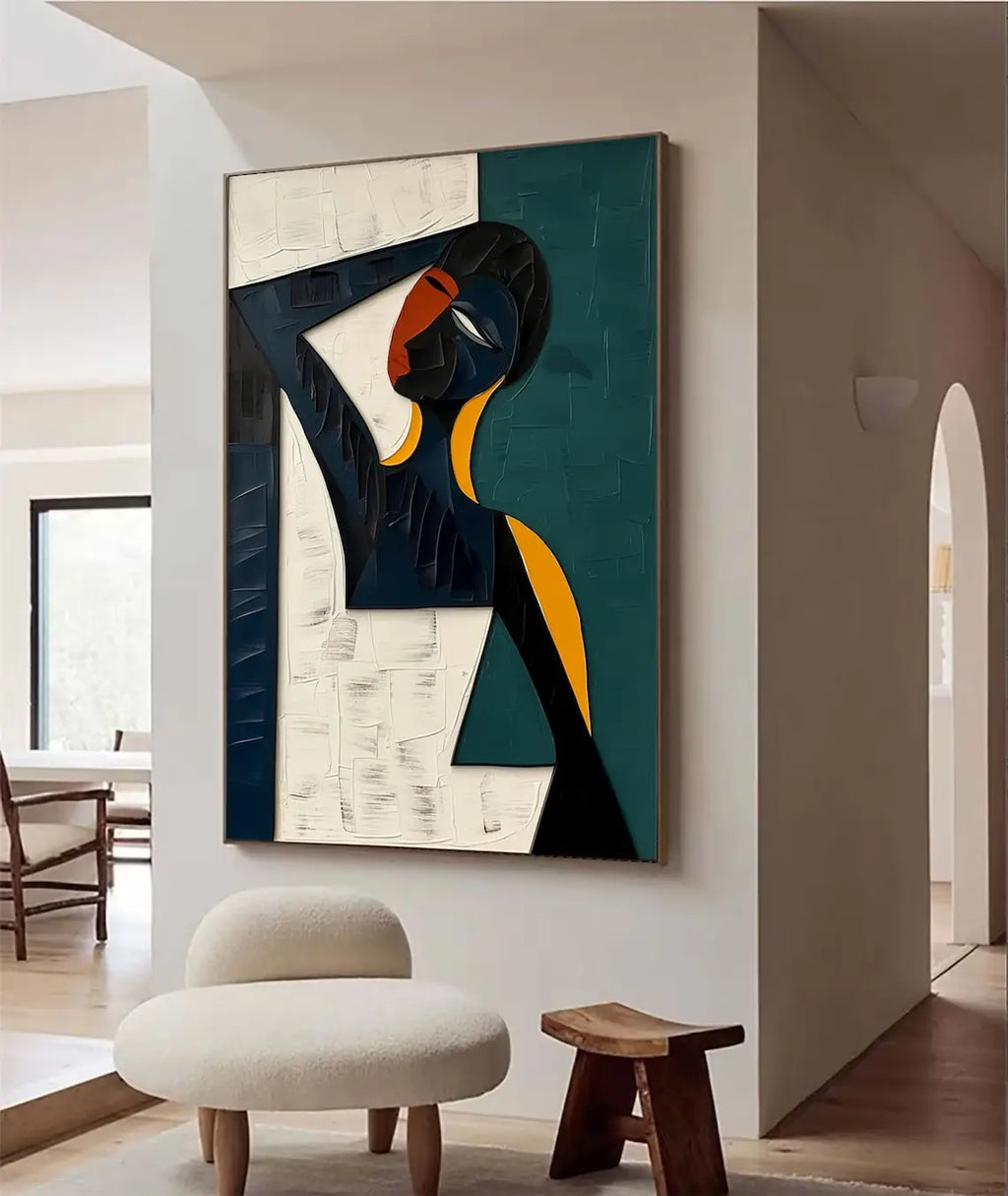 Hand-painted Cubism Art Textured Canvas Murals