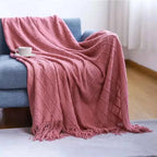 Nordic Solid Casual Blankets Throws Soft Comfortable Knitted Shawl Sofa Blanket Bed End Cover Travel Hotel Decorative Bedspread