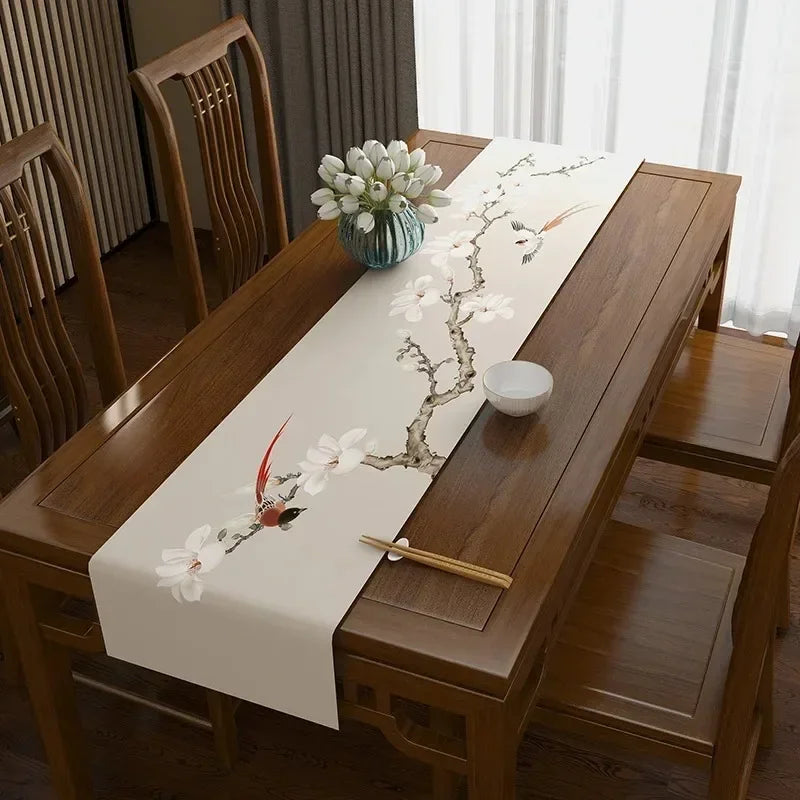 Lotus Flower Linen Table Runner