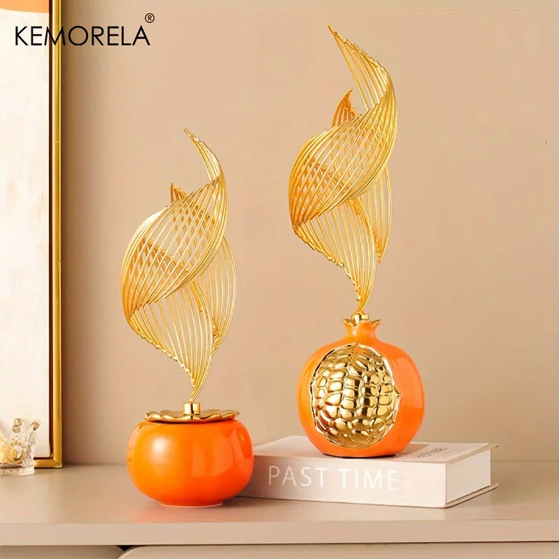 Curved Flame Ceramic Light Sculptures