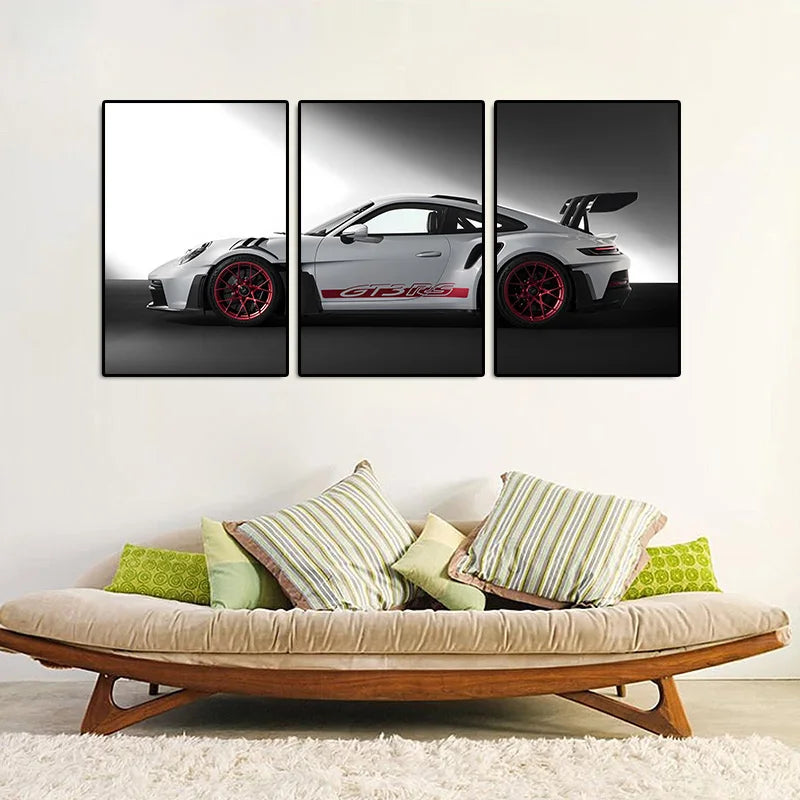 3-Piece Porsche GT3-RS Art Canvas Print