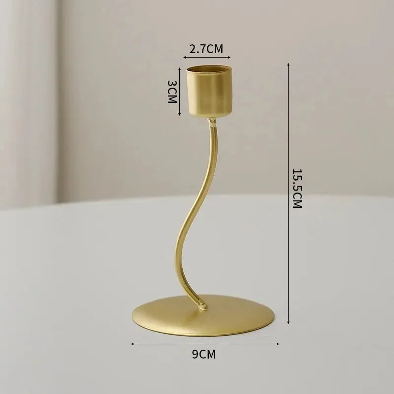 Minimalist Euro-style Gold & Black Candlestick Holders