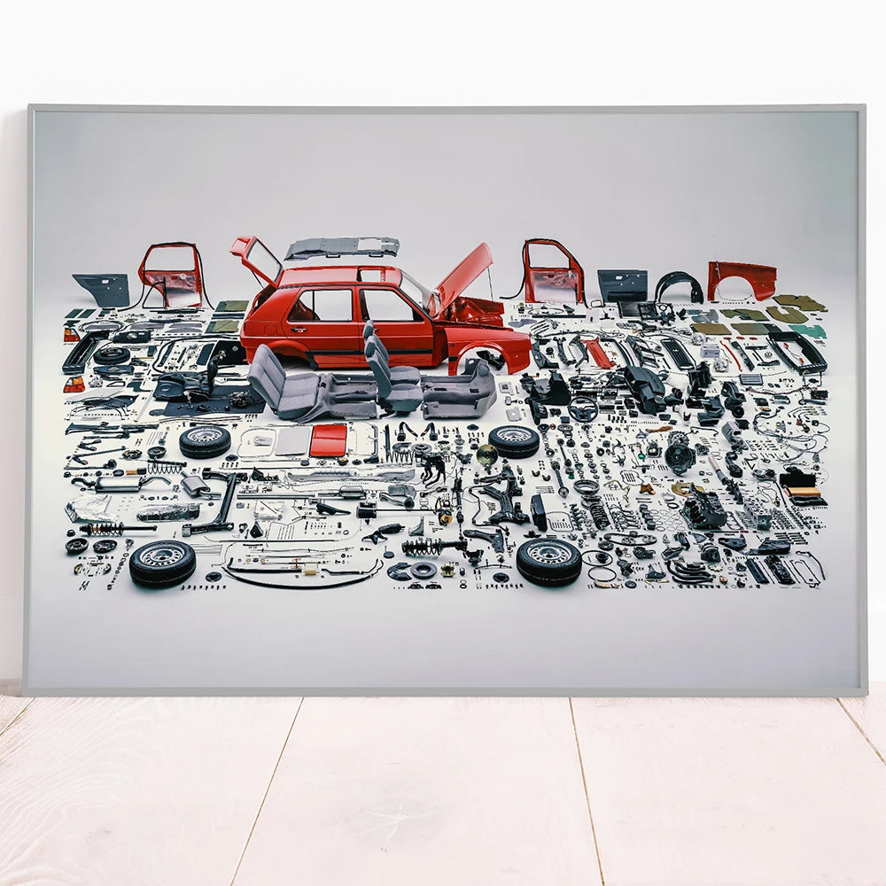 Classic Golf MK I Dismantled Mechanics Canvas Print