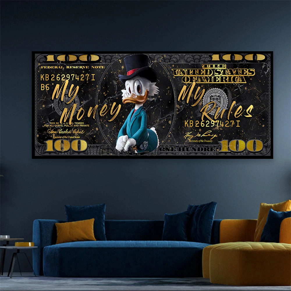 Money Rules $100 Billionaire McDuck Art Canvas Print