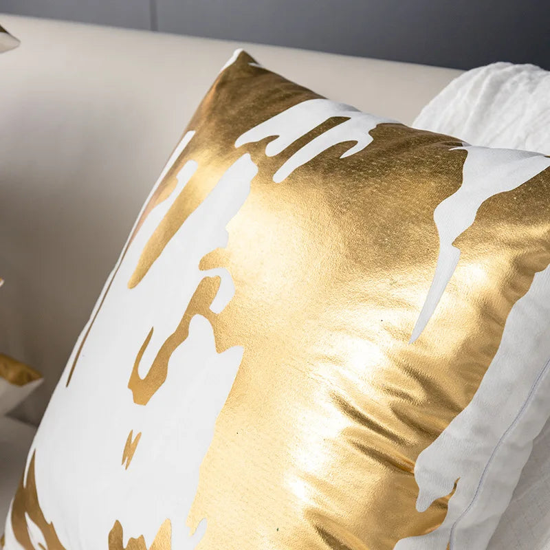 Abstract Geometric Gold Throw Pillow Case