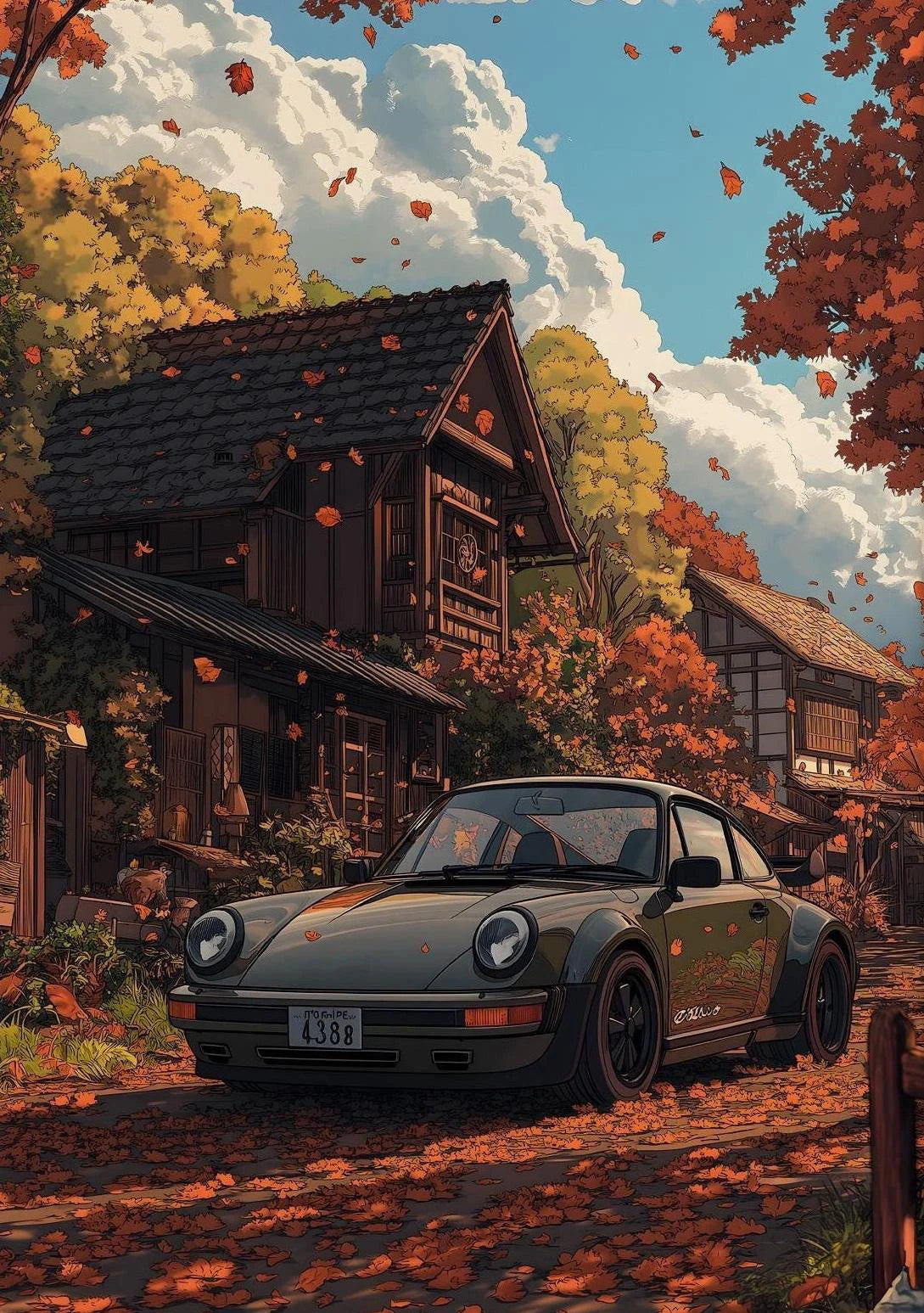 Classic Porsche 911 Alpine Scenery Art Canvas Prints