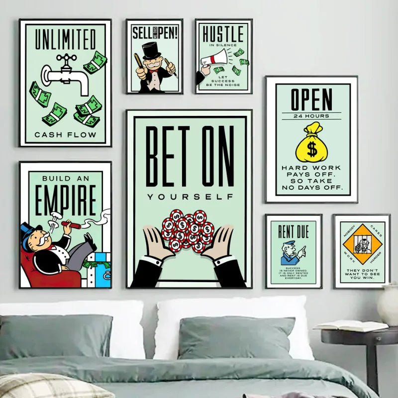 Millionaire Motivational Monopoly Canvas Prints