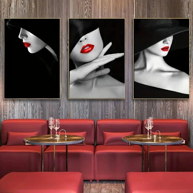 3-Piece Amor Rouge Lipstick Canvas Prints
