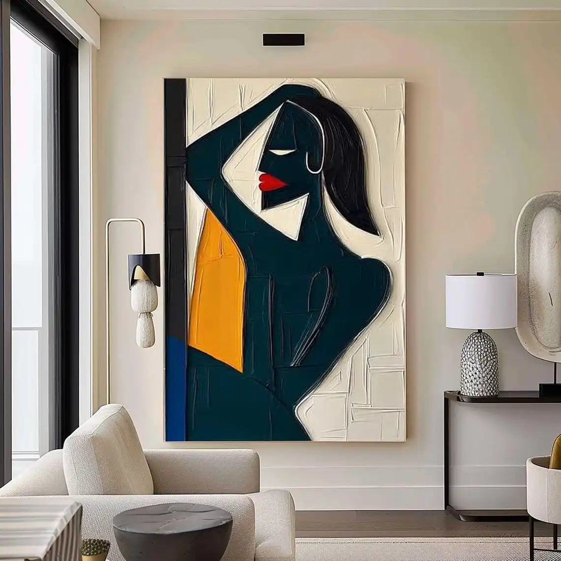 Hand-painted Cubism Art Textured Canvas Murals