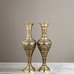 Vintage Etched Brass Metal Vase