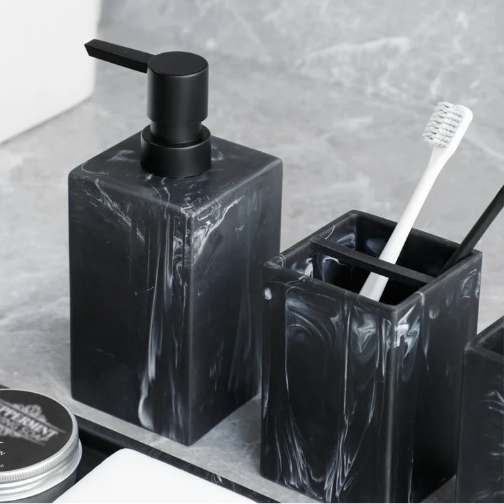 4-Piece Marble Effect Bathroom Accessory Set