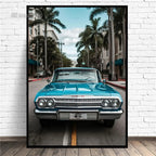 Retro Car & Japanese Culture Canvas Wall Art
