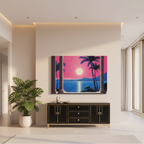 Hiroshi Nagai Inspired Palm Sunset Art Canvas Prints