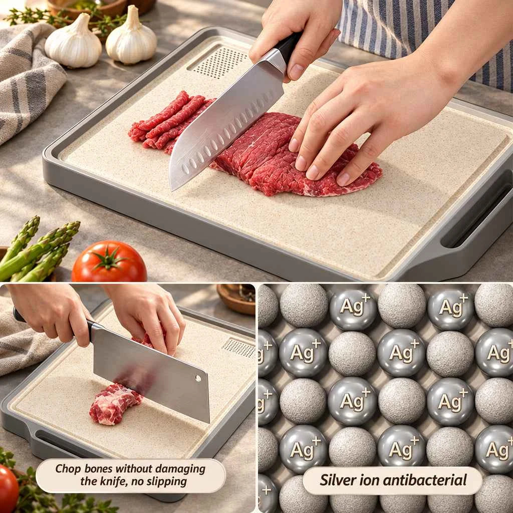 Double-Sided Antibacterial Stainless Steel Cutting Board