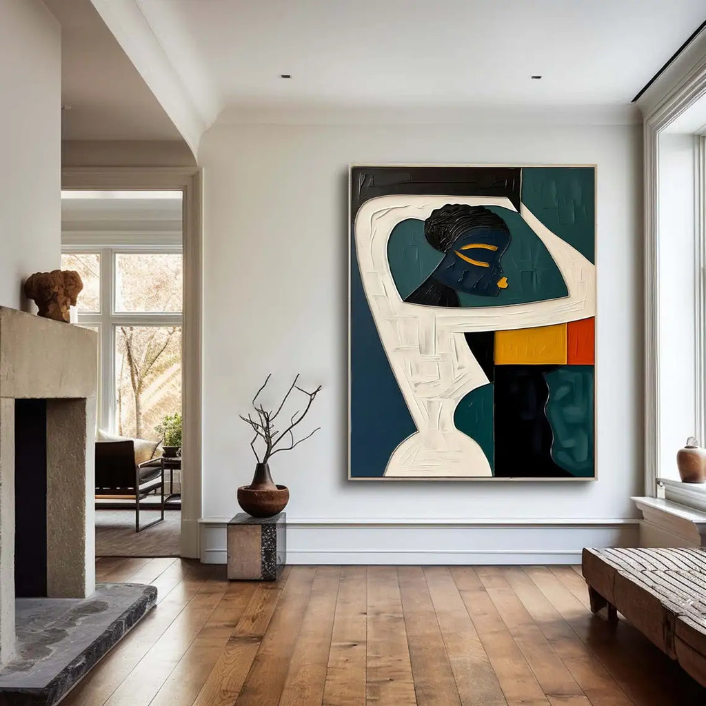 Hand-painted Cubism Art Textured Canvas Murals