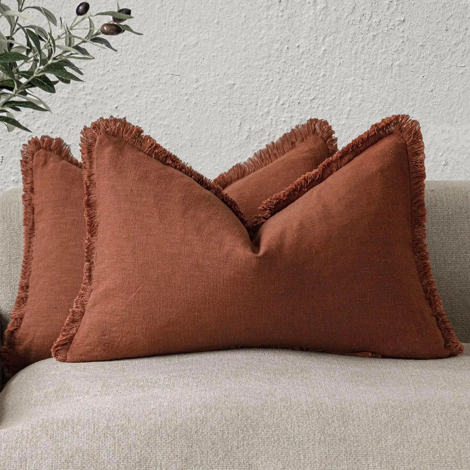 2-Piece Linen Farmhouse Cushion Covers