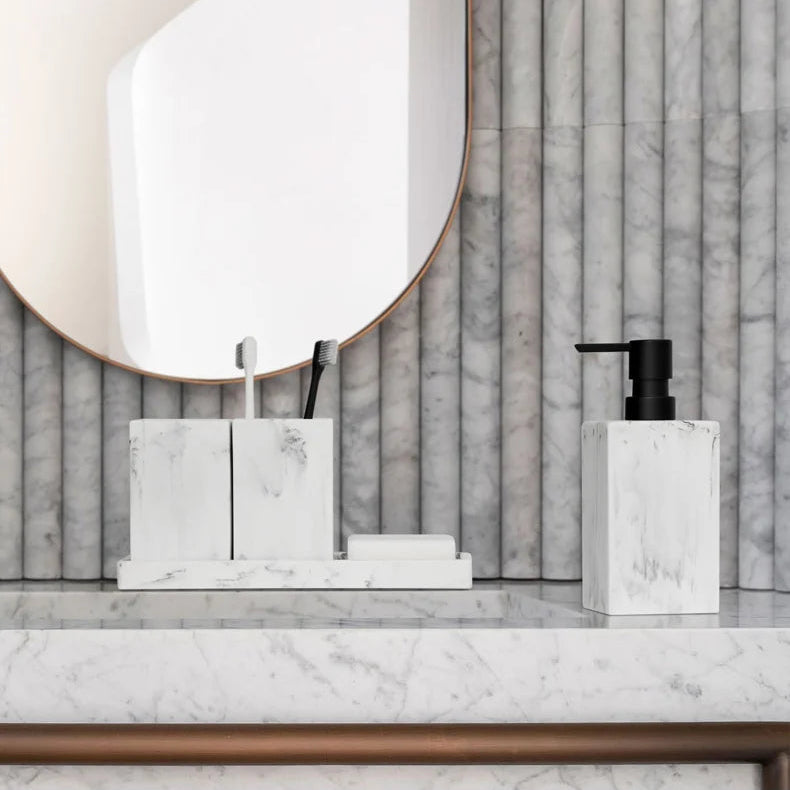 4-Piece Marble Effect Bathroom Accessory Set