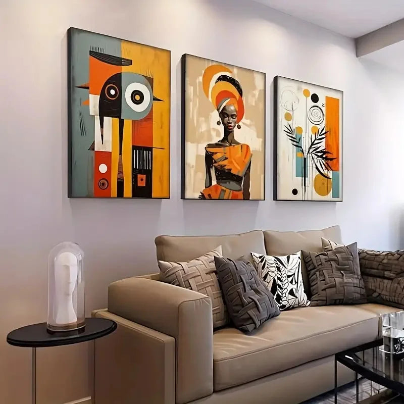 3-Piece Pan-African Abstract Art Canvas Prints