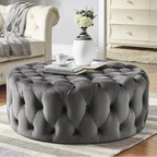 Velvet Padded Round Couture Ottoman