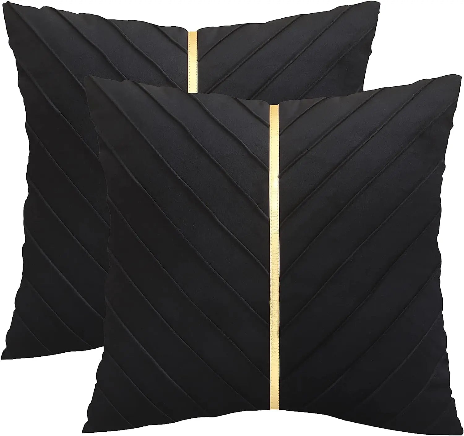 Elegance Velvet Gold Line Pillow Covers [2-Pcs]