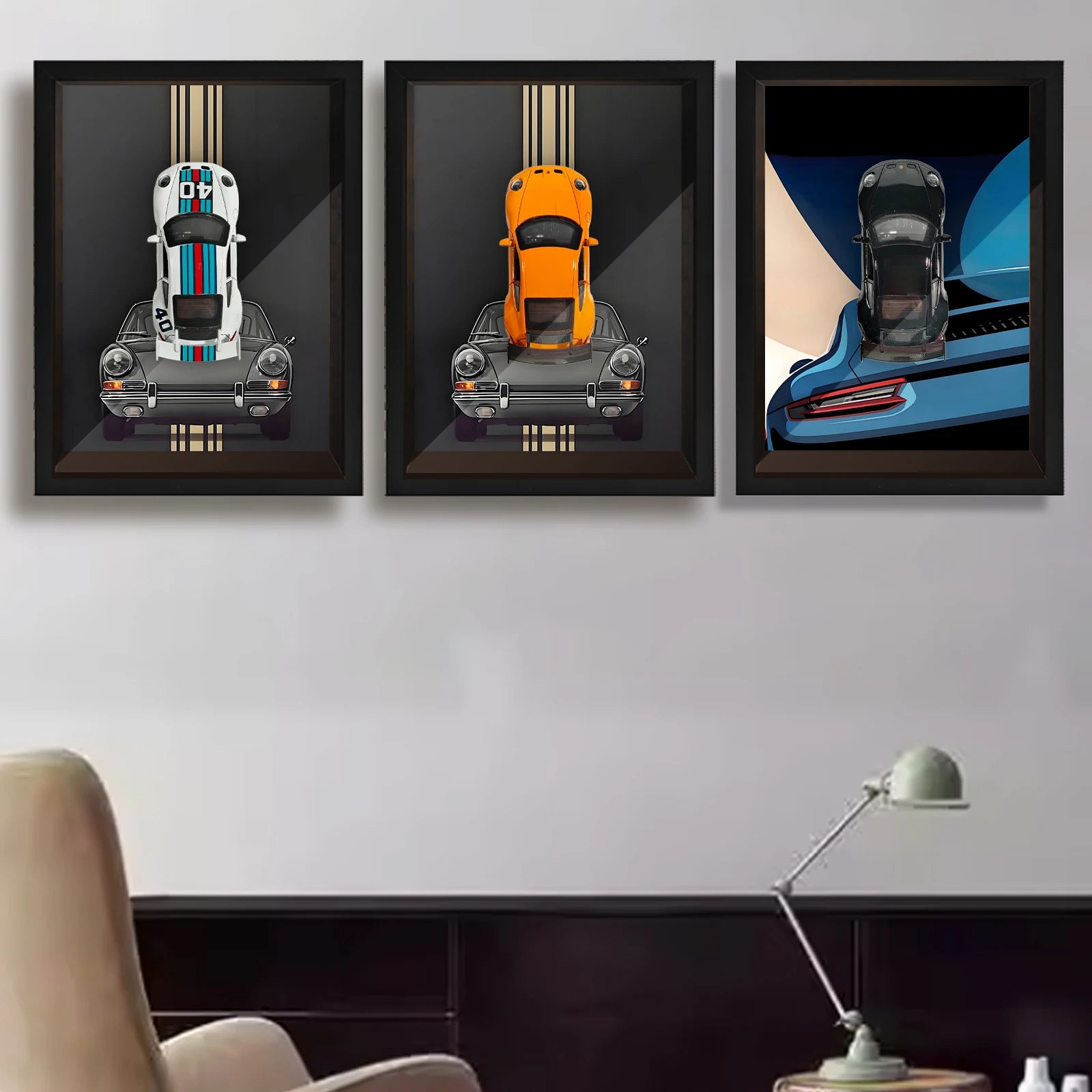 Classic Porsche 911 GT3 Scale 1:32 Framed Mini Model