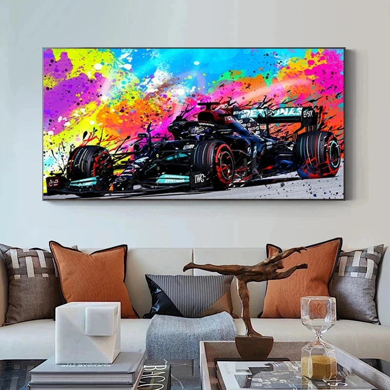 Formula 1 Racing Coloursplash Canvas Pictures
