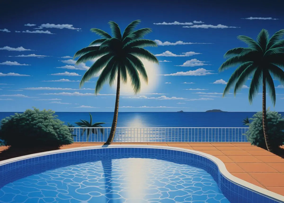 Hiroshi Nagai Inspired Palm Sunset Art Canvas Prints