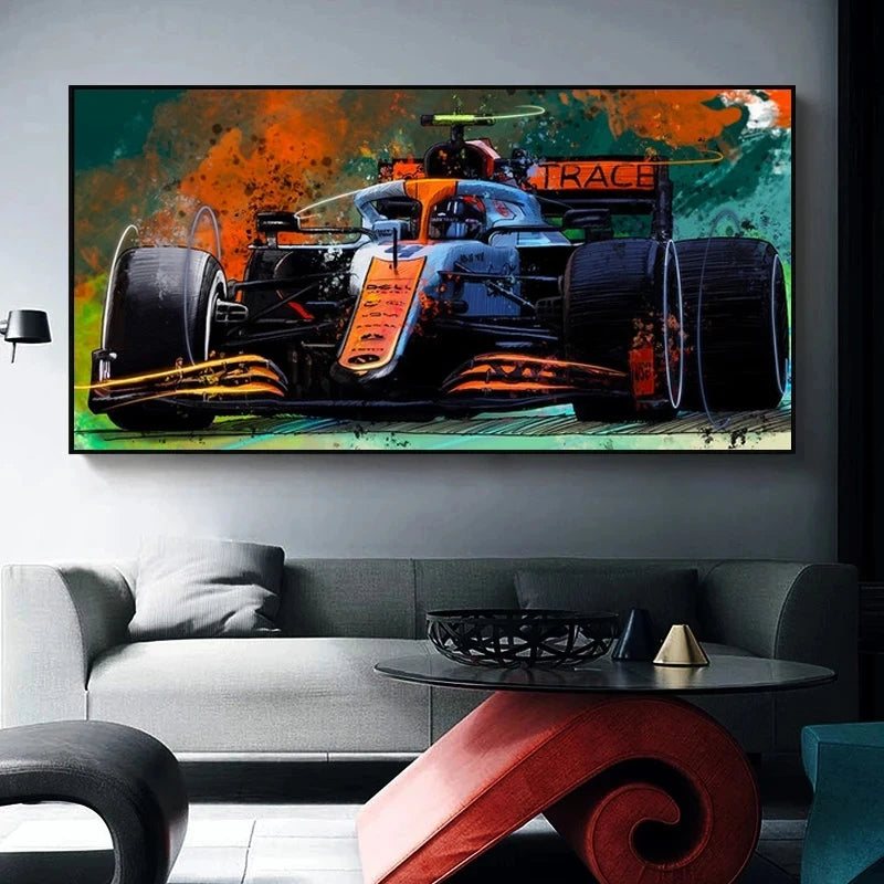 Formula 1 Racing Coloursplash Canvas Pictures