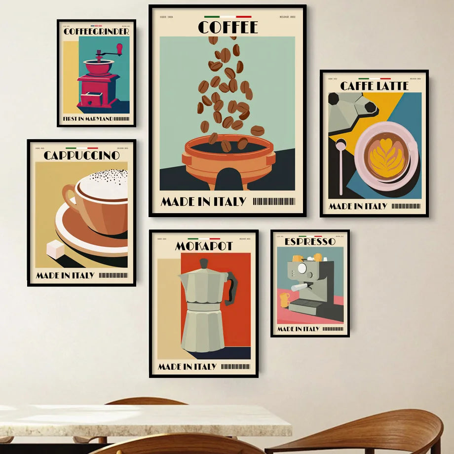 Italian Cafe Espresso Art Canvas Prints