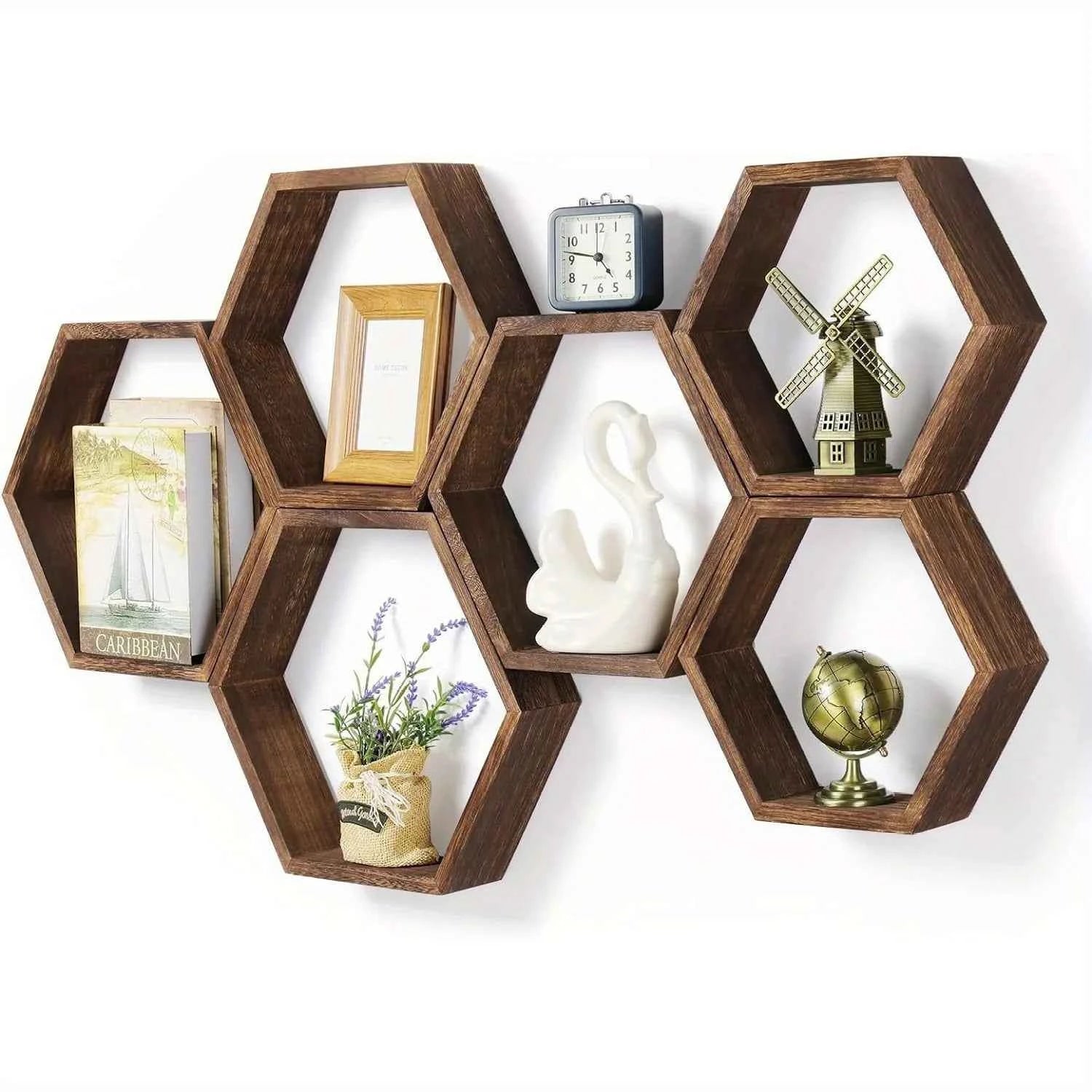 Hexagon floating wall shelf, hexagon storage rack - for home decoration lovers
