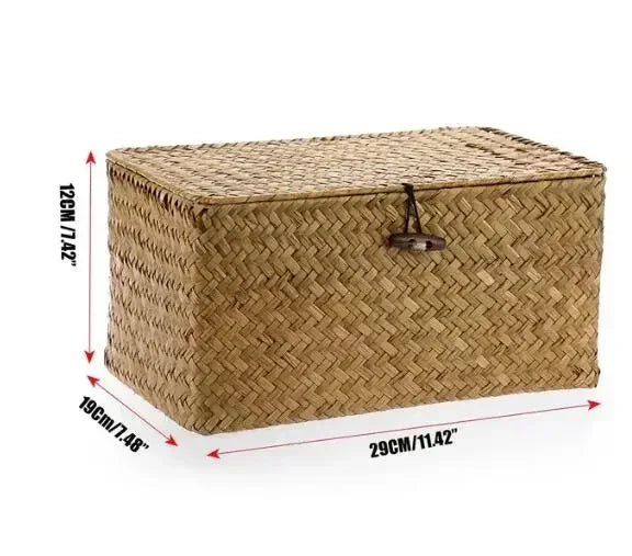 Handwoven Seagrass Rectangular Storage Basket