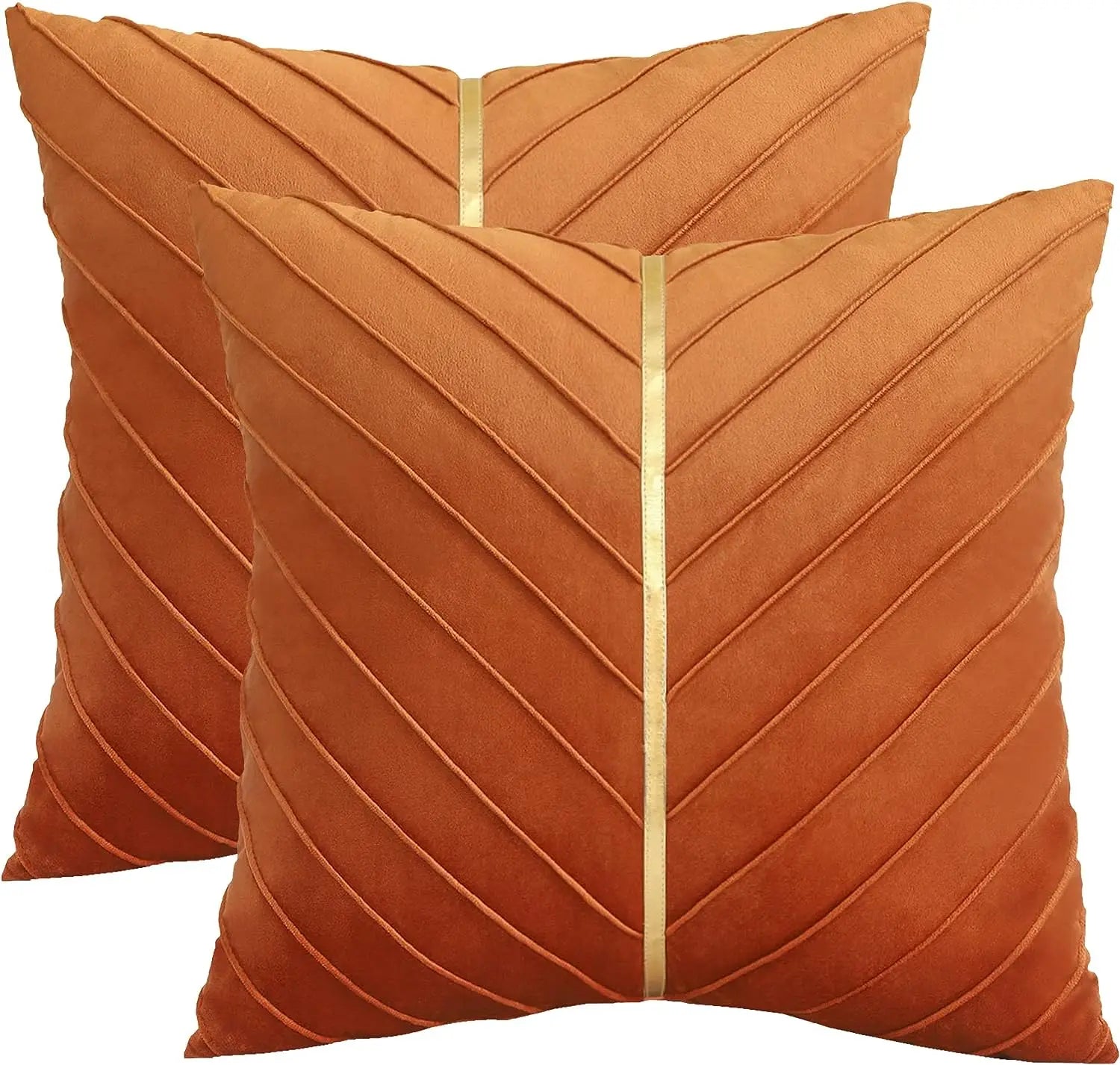 Elegance Velvet Gold Line Pillow Covers [2-Pcs]