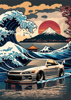 Retro Car & Japanese Culture Canvas Wall Art