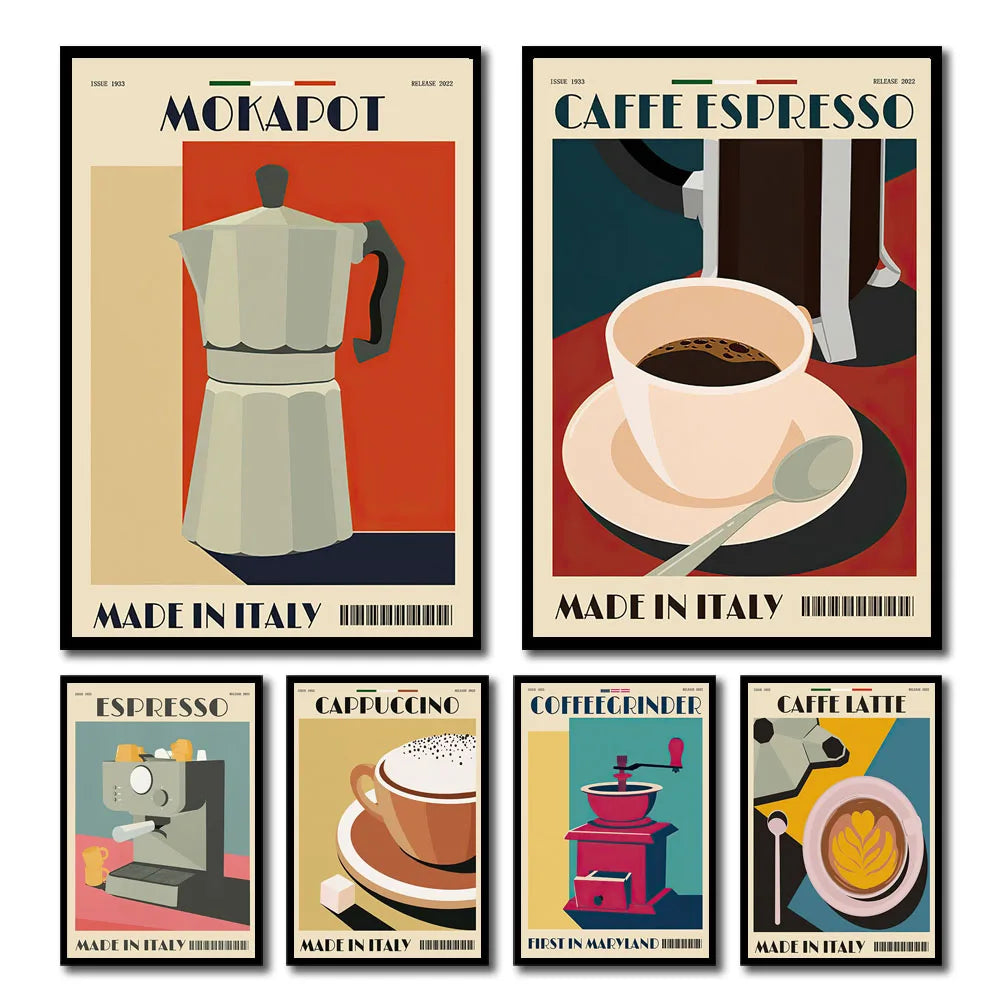 Italian Cafe Espresso Art Canvas Prints
