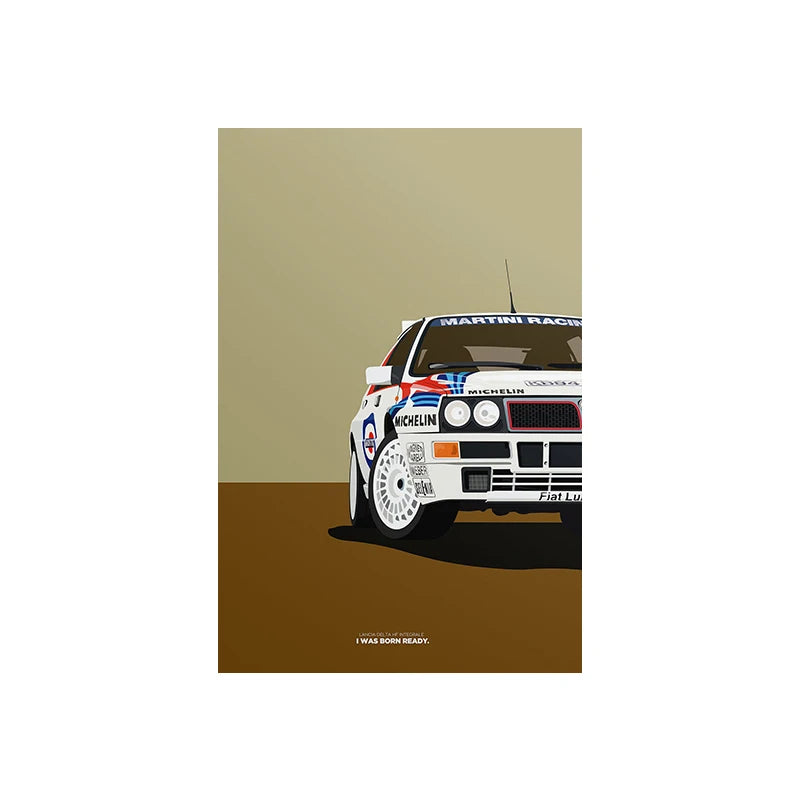 Illustrated Retro 80s/90s Sports Cars Canvas Prints