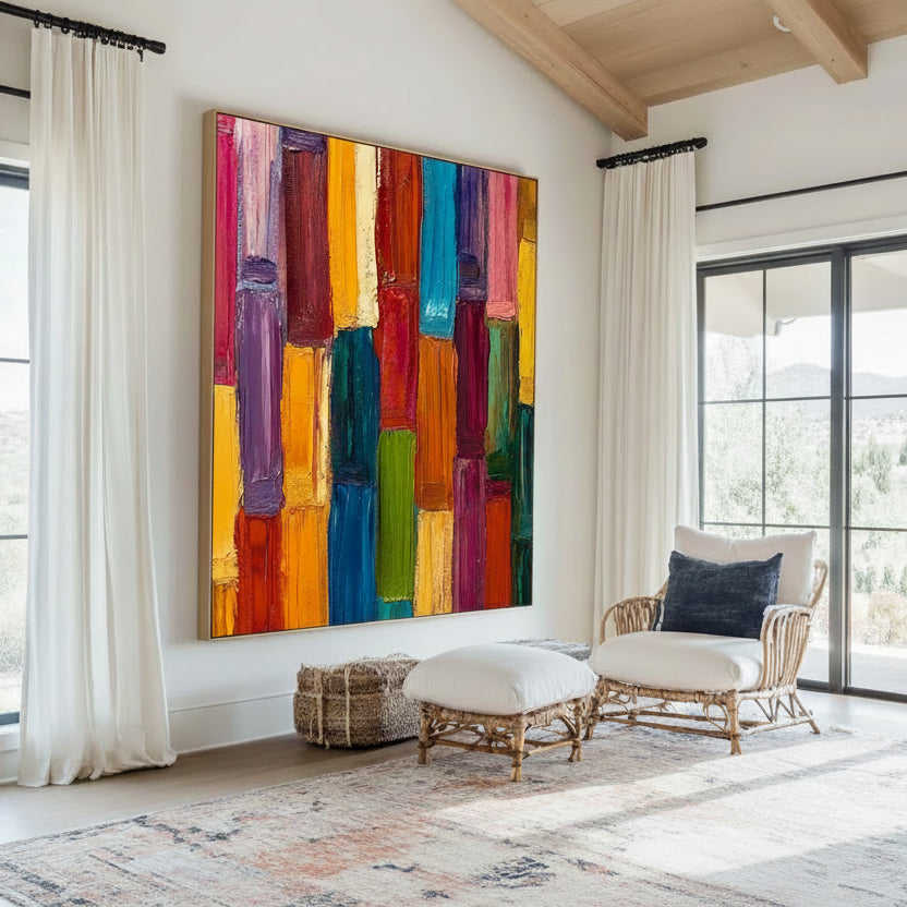 Handmade Multi-Colour Home Centrepiece Canvas Painting