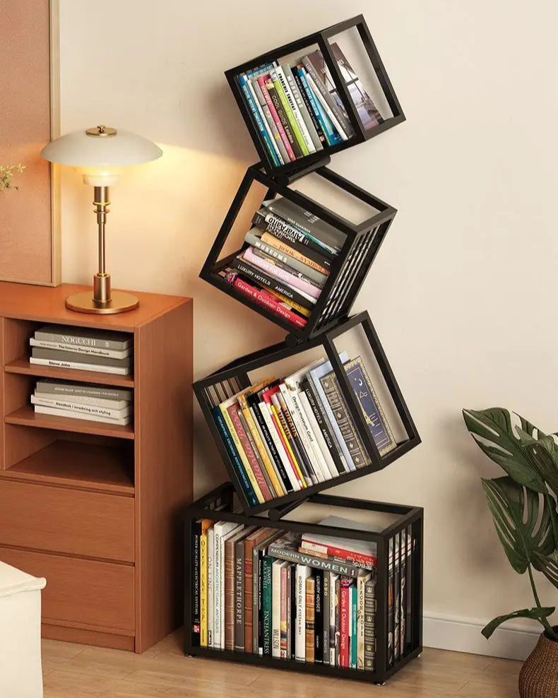 Stacked Cubes Metal Bookcase Rack