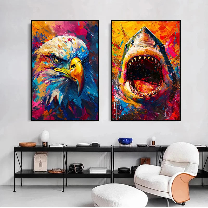 Abstract Multicolour Animals Art Canvas Prints