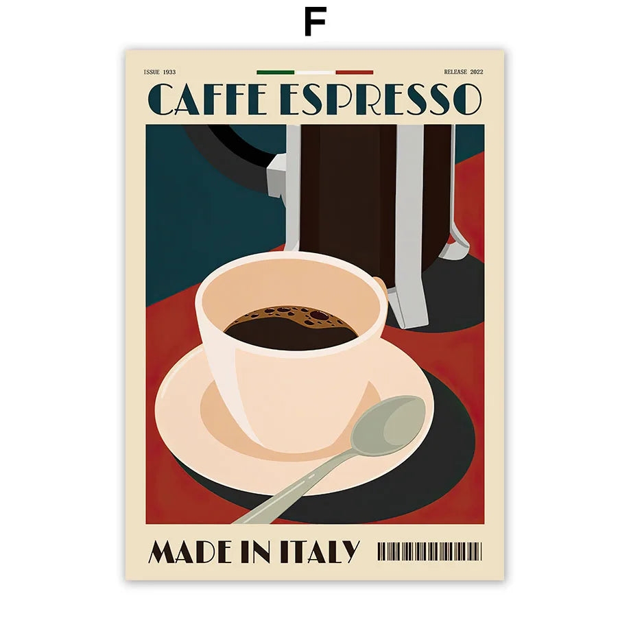 Italian Cafe Espresso Art Canvas Prints