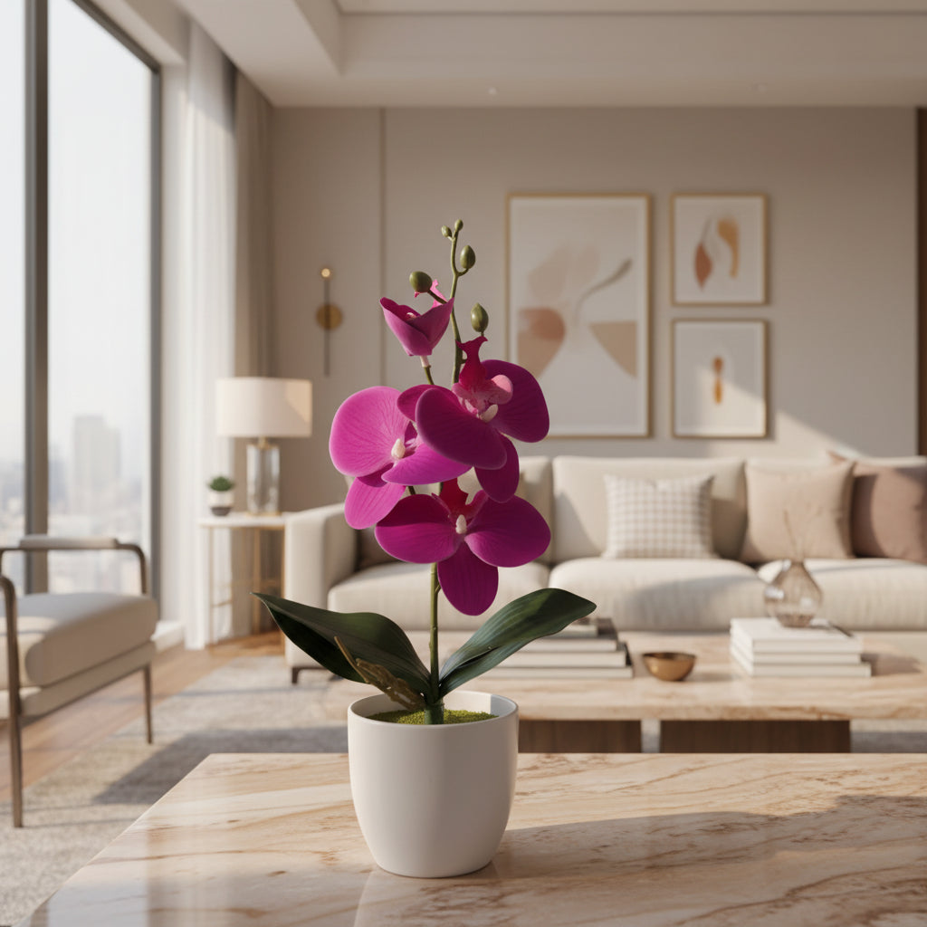 Bonsai Simulated Butterfly Orchid Artificial Potted Plant Desk Dining Table Home Office Vase Wedding Home Room Decoration Gift