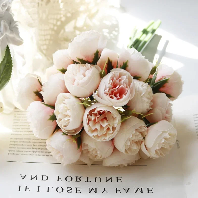 27-Head Silk Peony Artificial Bouquet of Flowers