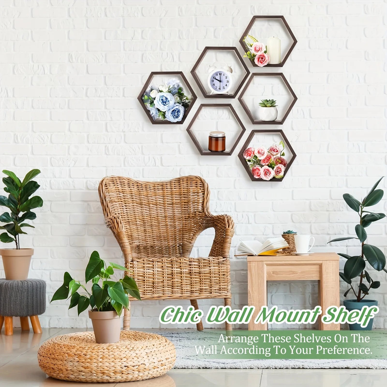 Hexagon floating wall shelf, hexagon storage rack - for home decoration lovers - perfect gift - suitable for bathroom, bedroom - Sleek Surprises