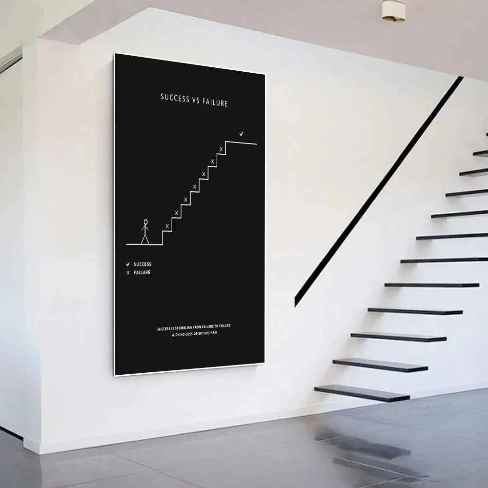Success VS Failure Motivational Art Canvas Print