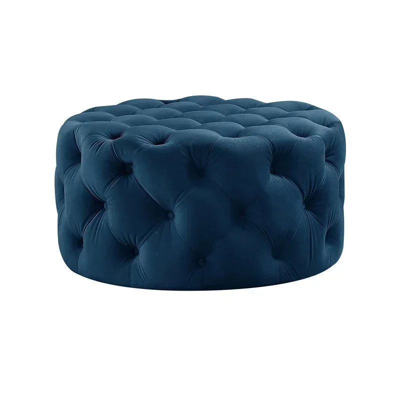 Velvet Padded Round Couture Ottoman