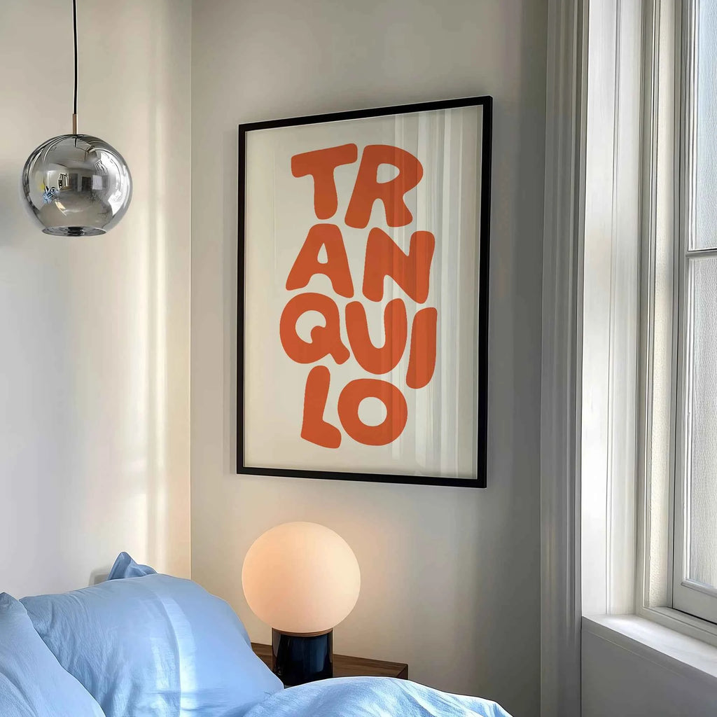 Tranquilo Retro Orange & Cream Typography Canvas Print