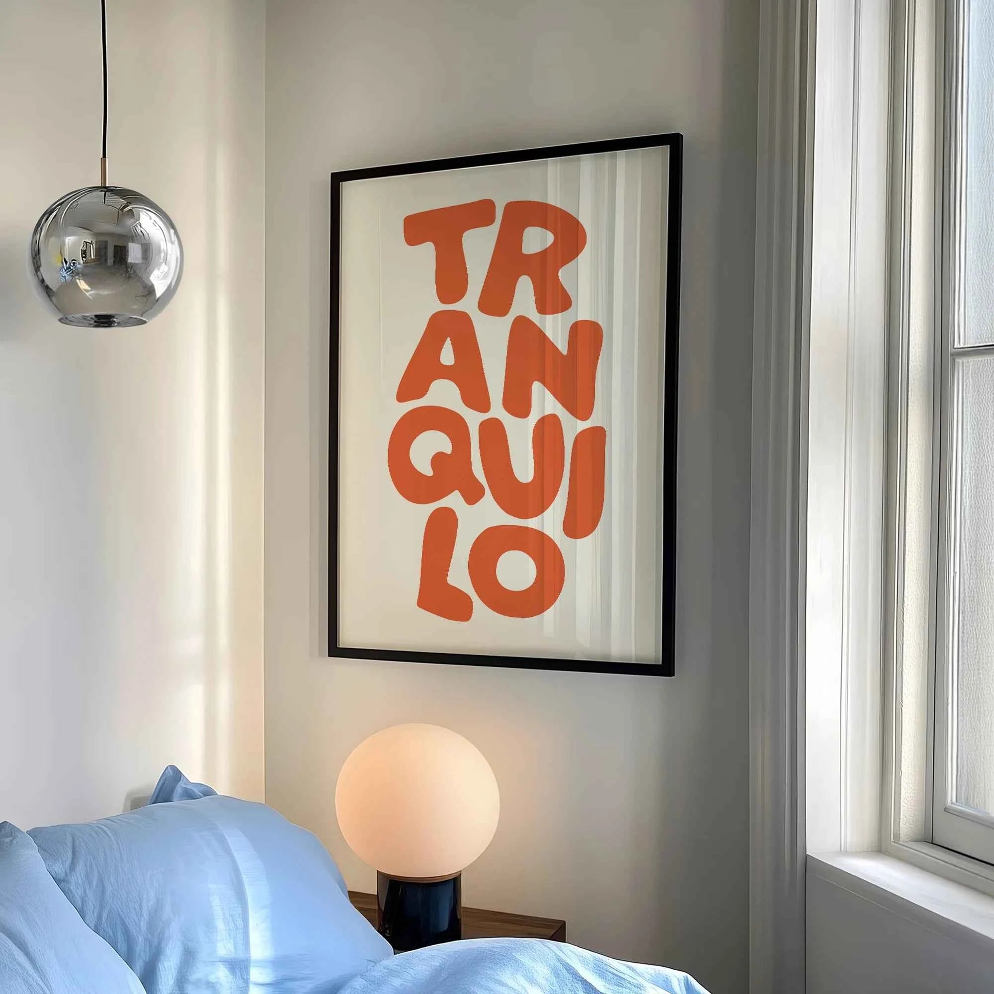 Tranquilo Retro Orange & Cream Typography Canvas Print