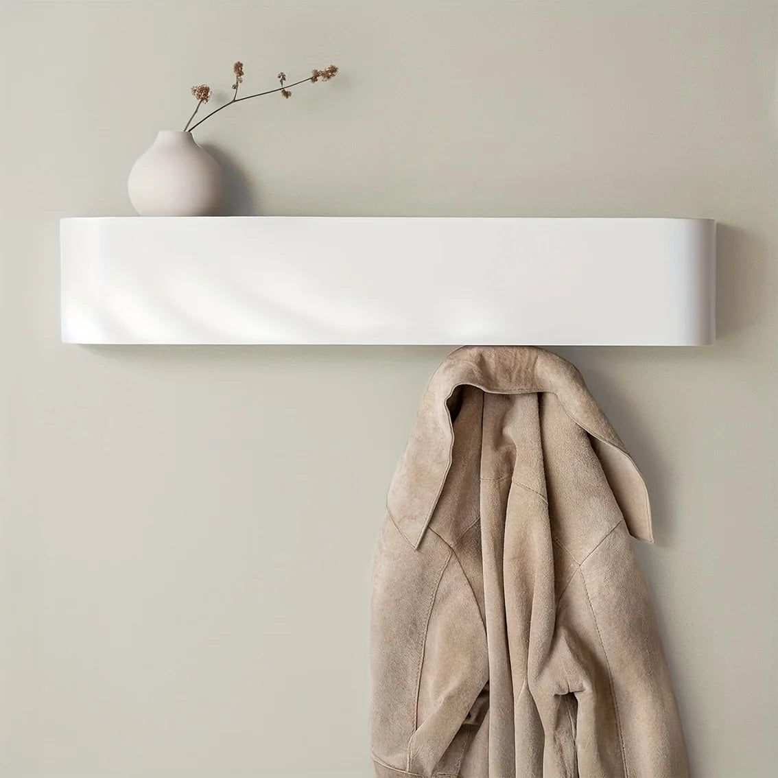 Modern Wall Coat Rack with Hidden Hooks & Shelf. Space-Saving, Solid Wood & Iron. For Entryway, Hallway. Easy Assembly. - Sleek Surprises